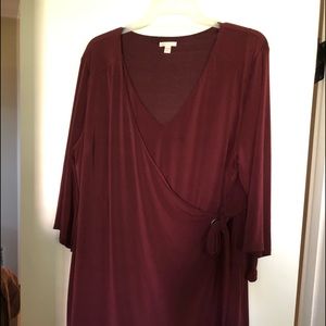 Burgundy lined wrap dress